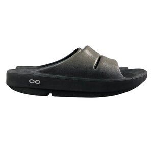 Oofos Unisex Size 6M 8W OOAHH Luxe Latte Pewter Slip On Casual Slides Sandals